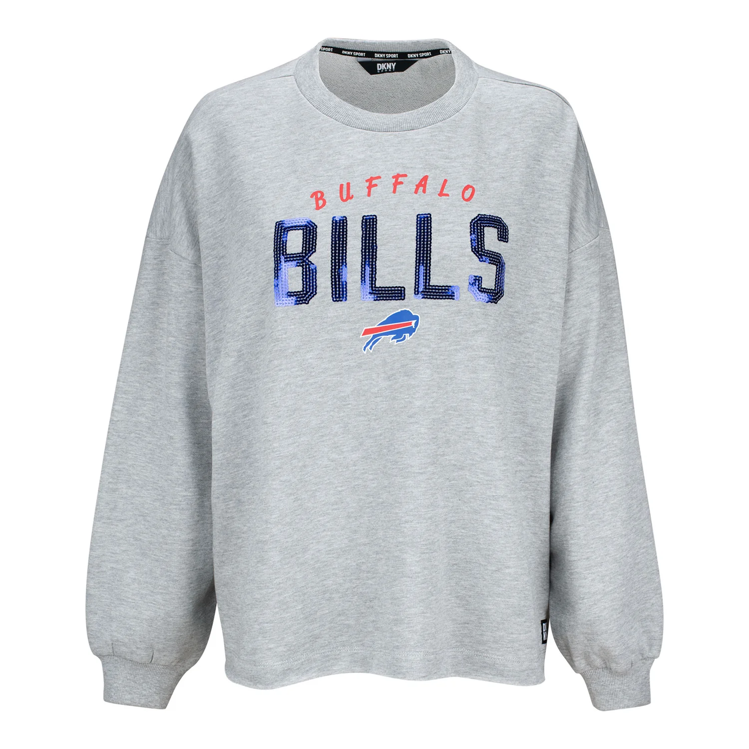 Women's Buffalo Bills DKNY Sequin Terry Crewneck Sweatshirt