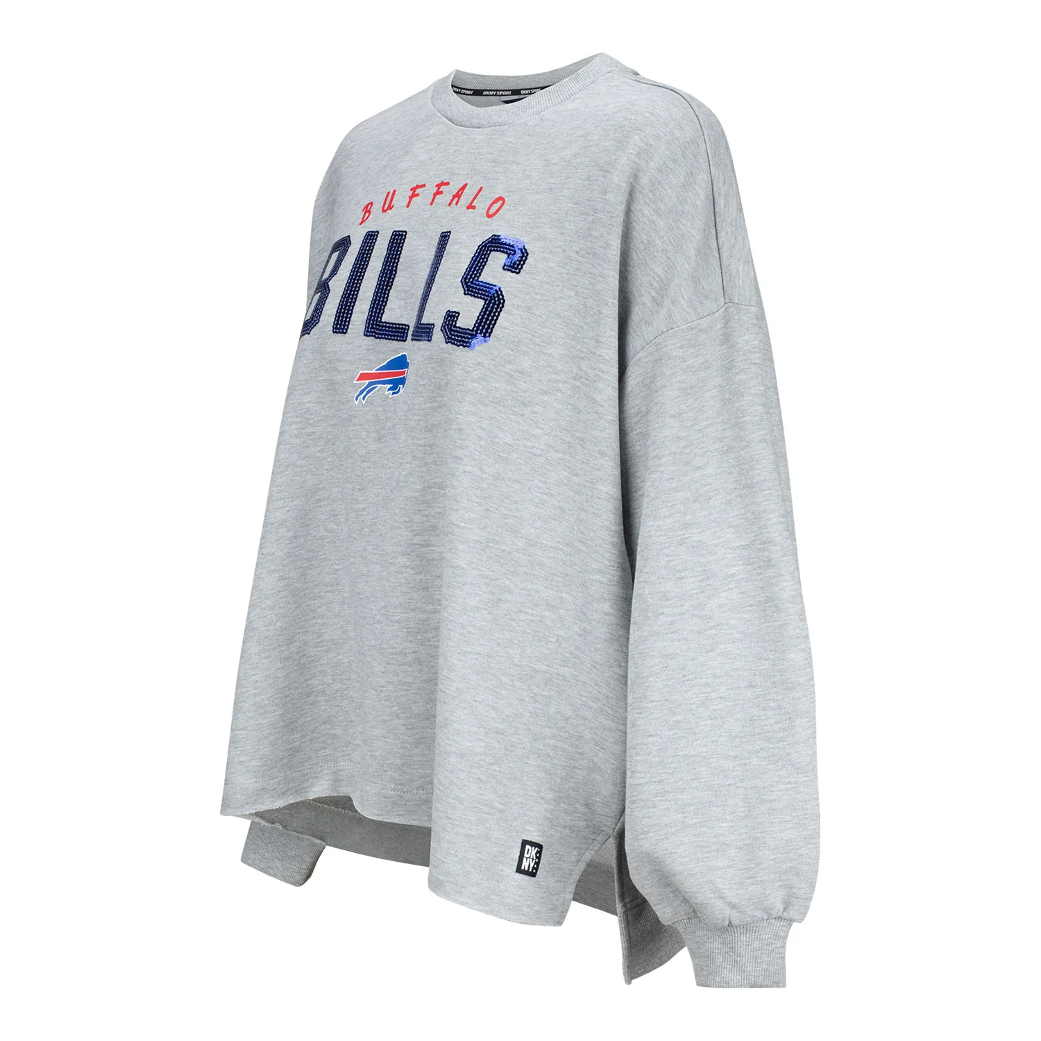 Women's Buffalo Bills DKNY Sequin Terry Crewneck Sweatshirt