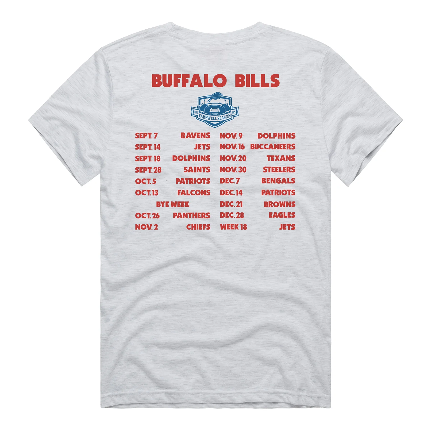 Buffalo Bills Homage Highmark Stadium Farewell Season Schedule T-Shirt