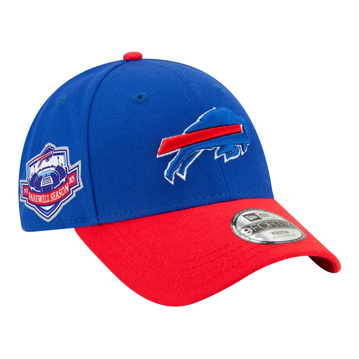 Youth Buffalo Bills New Era Farewell Season Side Patch 9FORTY Hat