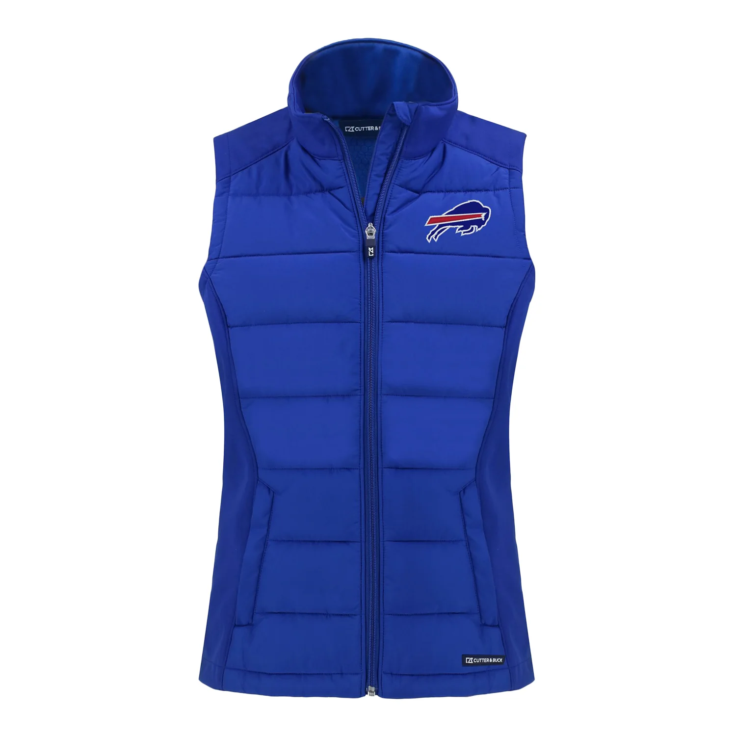 Ladies Buffalo Bills Cutter & Buck Evoke Hybrid Eco Softshell Recycled Full Zip Vest
